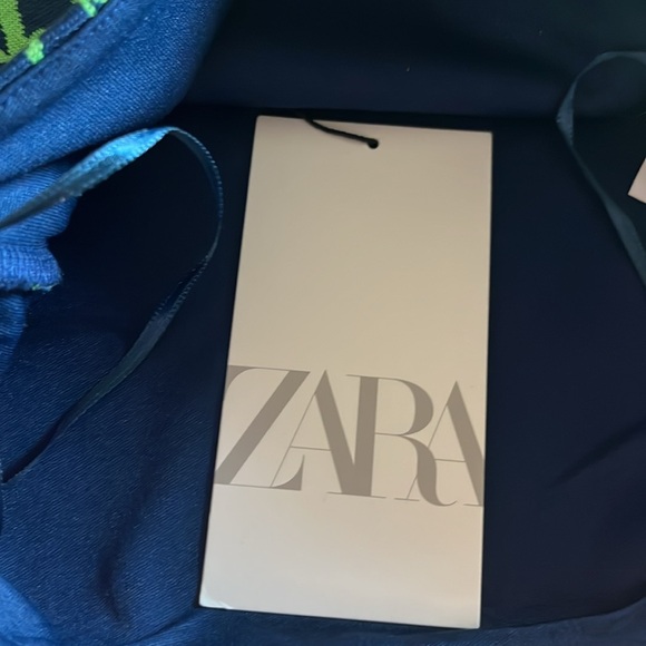 ZARA Jacquard top with asymmetric neckline and strap Blue Green Crop Top Large - Picture 13 of 15